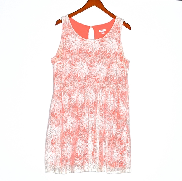 FINAL DAYS $5 Xhilaration Salmon Dress White Lace Overla - CLOSET CLOSING - Picture 2 of 11